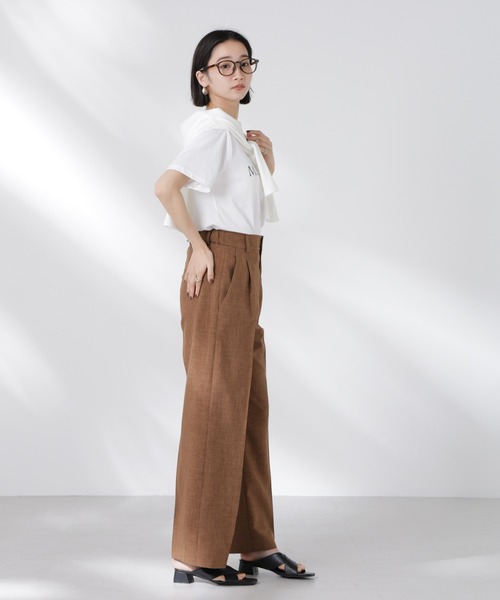 NANO universe（ナノユニバース）の「リネンライクセンタープレスタックパンツ(セットアップ可)（その他パンツ・レディース・ブラウン/ベージュ/チャコール・FREE）」の22枚目の写真