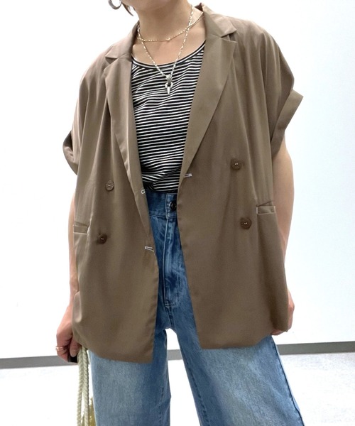 【破格！！美品　人気】IENA ダブルテーラードジレ セール】ダブルブレストジレジャケット（テーラードジャケット