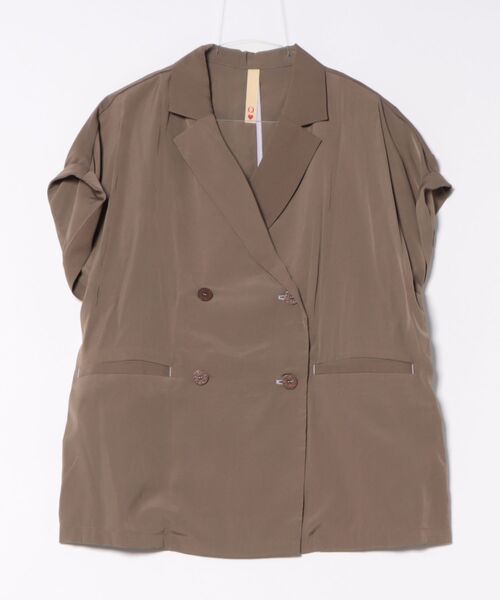 Q（キュー）の「ダブルブレストジレジャケット（テーラードジャケット・レディース・チャコールグレー/オリーブ/ベージュ・MEDIUM）」の5枚目の写真