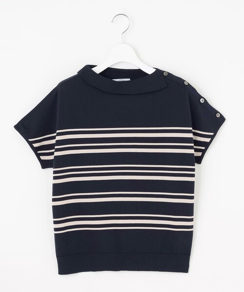 WEB限定カラーあり・洗える】COTTON POLYESTER ボーダー 襟付き