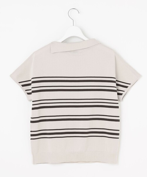 J.PRESS（ジェイプレス）の「【WEB限定カラーあり・洗える・抗菌防臭】COTTON POLYESTER ボーダー 襟付き ニット（ニット/セーター・レディース・ライトグレー系1/ブラウン系1/ネイビー系1・LARGE/MEDIUM）」の12枚目の写真