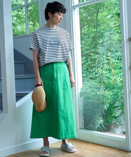 LA MARINE FRANCAISE（マリン フランセーズ）の「コットンリネンスタンダードスカート（スカート・レディース・サックスブルー/ホワイト/グリーン・0/1）」の4枚目の写真