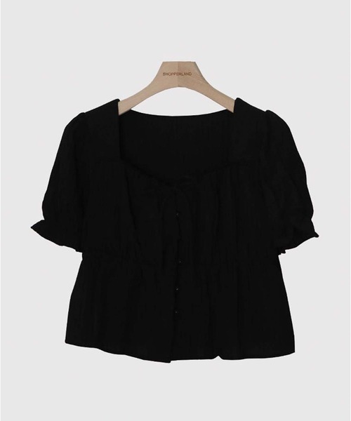 LAFFMO（ラフモ）の「パフスリーブリボンブラウス（Tシャツ/カットソー・レディース・ベージュ/ホワイト/ブラック・F）」の7枚目の写真