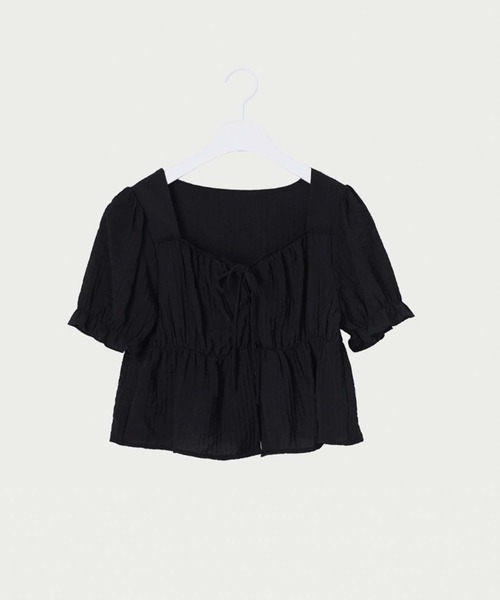 LAFFMO（ラフモ）の「パフスリーブリボンブラウス（Tシャツ/カットソー・レディース・ベージュ/ホワイト/ブラック・F）」の10枚目の写真