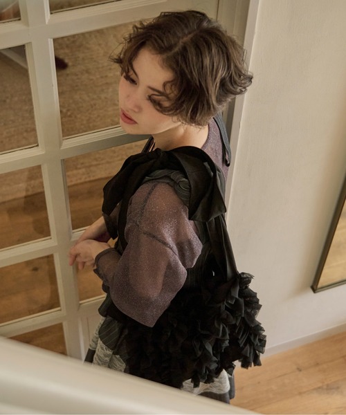 loin nuit(ロワンニュイ)の「tulle ribbon multiway bag / チュールリボンマルチウェイバッグ(ショルダーバッグ・レディース・ブラック/ライトグレー/ピンク・FREE)」の21枚目の写真