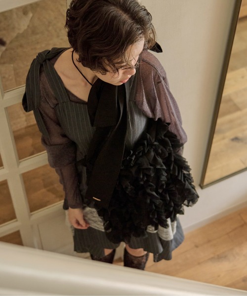 loin nuit(ロワンニュイ)の「tulle ribbon multiway bag / チュールリボンマルチウェイバッグ(ショルダーバッグ・レディース・ブラック/ライトグレー/ピンク・FREE)」の22枚目の写真