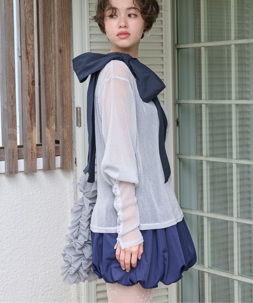 loin nuit(ロワンニュイ)の「tulle ribbon multiway bag / チュールリボンマルチウェイバッグ(ショルダーバッグ・レディース・ブラック/ライトグレー/ピンク・FREE)」の14枚目の写真