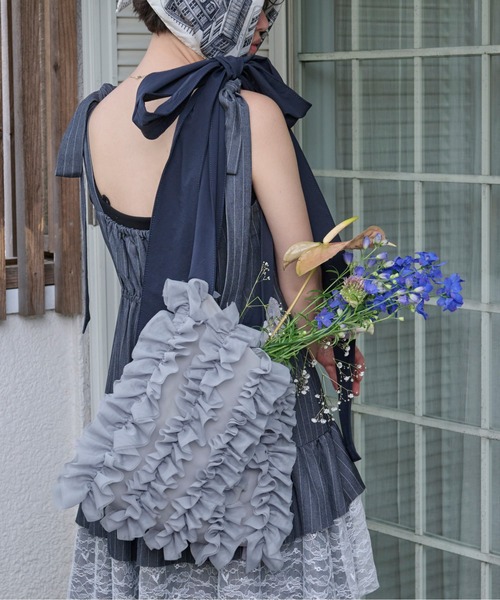 loin nuit(ロワンニュイ)の「tulle ribbon multiway bag / チュールリボンマルチウェイバッグ(ショルダーバッグ・レディース・ブラック/ライトグレー/ピンク・FREE)」の8枚目の写真