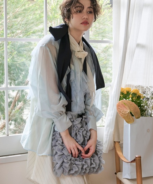loin nuit(ロワンニュイ)の「tulle ribbon multiway bag / チュールリボンマルチウェイバッグ(ショルダーバッグ・レディース・ブラック/ライトグレー/ピンク・FREE)」の13枚目の写真