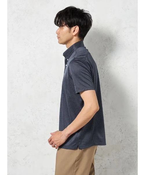 HARUYAMA（ハルヤマ）の「【吸湿冷感】完全ノーアイロン 半袖 アイポロシャツ ボタンダウン i-shirt（ポロシャツ・メンズ・ネイビー/ブラック・M/LL/3L/L）」の8枚目の写真