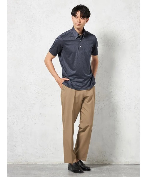 HARUYAMA（ハルヤマ）の「【吸湿冷感】完全ノーアイロン 半袖 アイポロシャツ ボタンダウン i-shirt（ポロシャツ・メンズ・ネイビー/ブラック・M/LL/3L/L）」の6枚目の写真