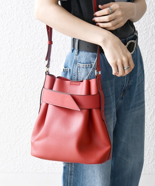 セール】SHIPS any: ベルト デザイン 巾着 ショルダー バッグ