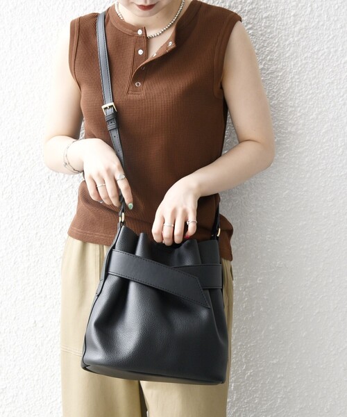 IENA ネイビー 巾着型 ショルダーバッグ SLOBE IENA ショルダーバッグ バッグ 「追加」SLOBE 3WAY