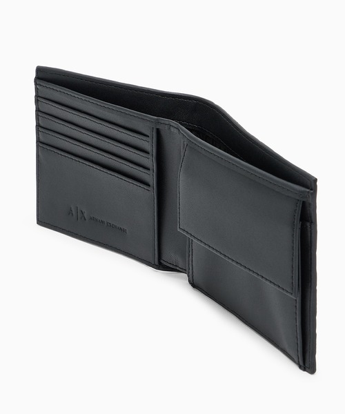 ARMANI EXCHANGE（アルマーニエクスチェンジ）の「【A|X アルマーニ エクスチェンジ】オールオーバーエンボスロゴ 二つ折り財布（コインケース付き）（財布・メンズ・ブラック・FREE）」の4枚目の写真