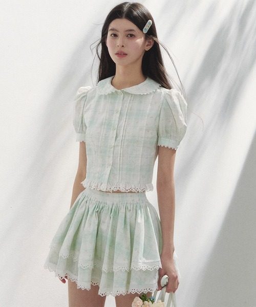 セール】コットン 刺繍パフスリーブブラウス SP25s073【SunsetPark