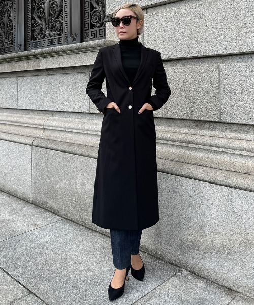 【完売サイズ新品】JENNEモダンロングジャケットMブラック定価39600円 モダンロングジャケット（その他アウター）｜JENNE（ジェンヌ