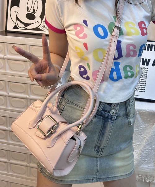 Lace Ladies(レースレディース)の「レザー調 ビッグ ベルト付き 2WAY ハンドバッグ(ハンドバッグ・レディース・シルバー/ブラック/ピンク・FREE)」の9枚目の写真