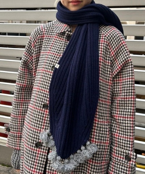 BEAMS BOY（ビームスボーイ）の「タッセル リブ マフラー（マフラー・レディース・ネイビー/ホワイト系その他7・ONE SIZE）」の2枚目の写真