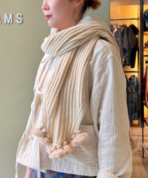 BEAMS BOY（ビームスボーイ）の「【2/5再値下げ】タッセル リブ マフラー（マフラー・レディース・ネイビー/ホワイト系その他7・ONE SIZE）」の8枚目の写真