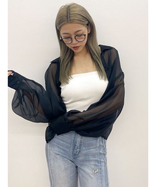 GYDA(ジェイダ)の「SHEERショートシャツ(シャツ/ブラウス・レディース・オフホワイト・FREE)」の12枚目の写真
