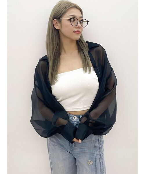 GYDA(ジェイダ)の「SHEERショートシャツ(シャツ/ブラウス・レディース・オフホワイト・FREE)」の11枚目の写真