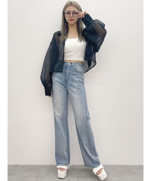 GYDA(ジェイダ)の「SHEERショートシャツ(シャツ/ブラウス・レディース・オフホワイト・FREE)」の9枚目の写真