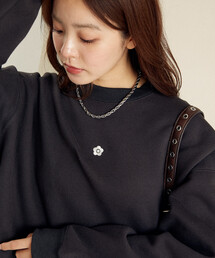 PUBLUX | MARY QUANT × PUBLUX/マリークワント ワンポイント ロゴ刺繍 裏起毛 スウェット　限定展開(スウェット)