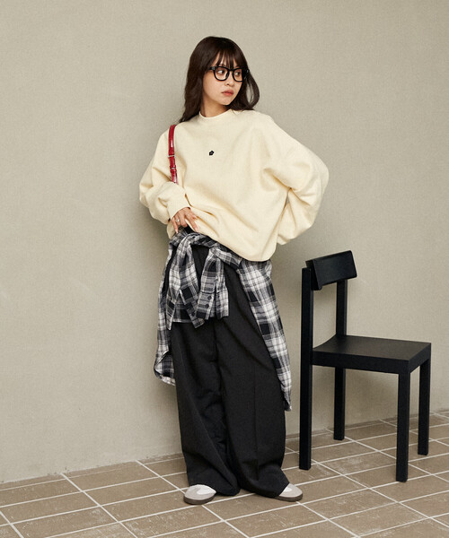 MARY QUANT × PUBLUX/マリークワント ワンポイント ロゴ刺繍 裏起毛