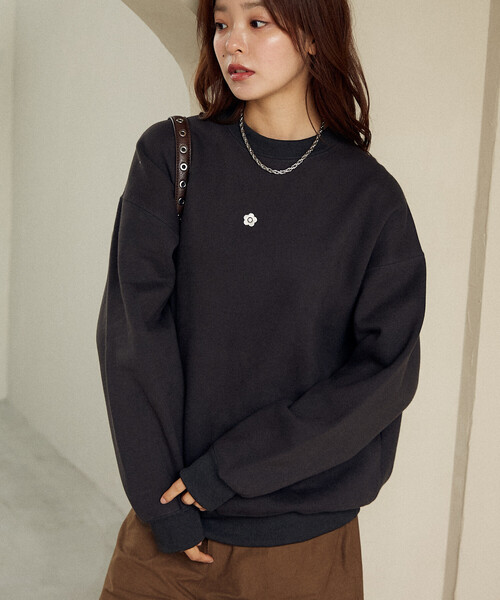 MARY QUANT × PUBLUX/マリークワント ワンポイント ロゴ刺繍 裏起毛