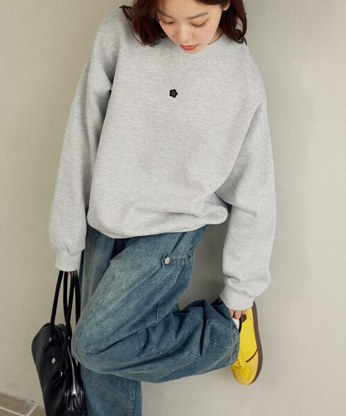 PUBLUX（パブリュクス）の「MARY QUANT × PUBLUX/マリークワント ワンポイント ロゴ刺繍 裏起毛 スウェット　限定展開（スウェット・レディース・ブラック/グレー/チャコールグレー/ナチュラル/ブラウン/ネイビー・ﾌﾘ-）」の14枚目の写真