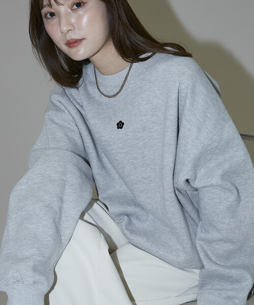 PUBLUX（パブリュクス）の「MARY QUANT × PUBLUX/マリークワント ワンポイント ロゴ刺繍 裏起毛 スウェット　限定展開（スウェット・レディース・ブラック/グレー/チャコールグレー/ナチュラル/ブラウン/ネイビー・ﾌﾘ-）」の22枚目の写真