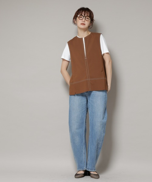 ベスト ジレ ドライウェザーストレッチバイカラーステッチベスト(セットアップ可) レディース セール】ドライウェザーストレッチバイカラーステッチベスト