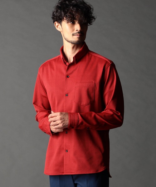 NICOLE CLUB FOR MEN（ニコルクラブフォーメン）の「ジオメトリックスタンドボタンダウンシャツ（シャツ/ブラウス・メンズ・ブラック系/ブルー系/オレンジ系/ホワイト系・MEDIUM/LARGE/X-LARGE）」の4枚目の写真