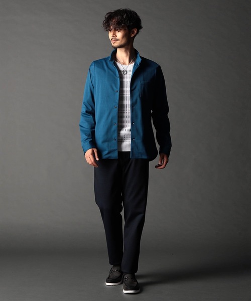 NICOLE CLUB FOR MEN（ニコルクラブフォーメン）の「ジオメトリックスタンドボタンダウンシャツ（シャツ/ブラウス・メンズ・ブラック系/ブルー系/オレンジ系/ホワイト系・MEDIUM/LARGE/X-LARGE）」の8枚目の写真