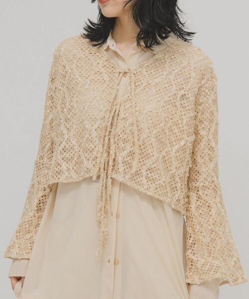 KBF(ケイビーエフ)の「フェザーメッシュカーディガン(カーディガン/ボレロ・レディース・ブラック/ブルー/ベージュ・ONE)」の7枚目の写真