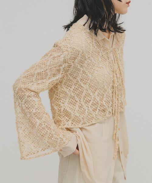 KBF(ケイビーエフ)の「フェザーメッシュカーディガン(カーディガン/ボレロ・レディース・ブラック/ブルー/ベージュ・ONE)」の8枚目の写真