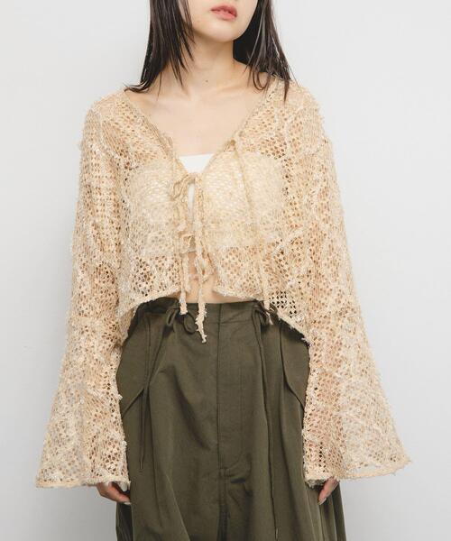 KBF(ケイビーエフ)の「フェザーメッシュカーディガン(カーディガン/ボレロ・レディース・ブラック/ブルー/ベージュ・ONE)」の11枚目の写真