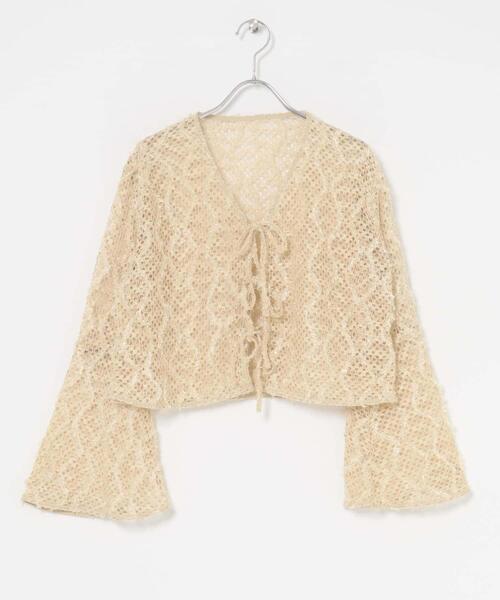 KBF(ケイビーエフ)の「フェザーメッシュカーディガン(カーディガン/ボレロ・レディース・ブラック/ブルー/ベージュ・ONE)」の14枚目の写真