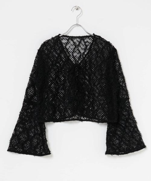 KBF(ケイビーエフ)の「フェザーメッシュカーディガン(カーディガン/ボレロ・レディース・ブラック/ブルー/ベージュ・ONE)」の5枚目の写真