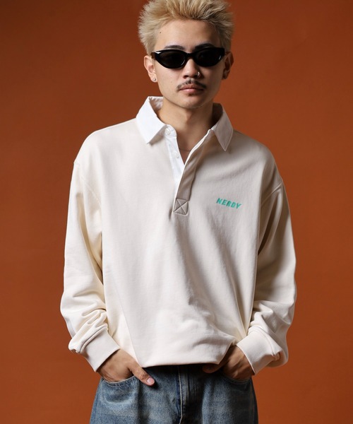 NERDY（ノルディ）の「ラグビースウェットシャツ（スウェット・メンズ・ネイビー/ホワイト/グレー・M/S/L）」の19枚目の写真