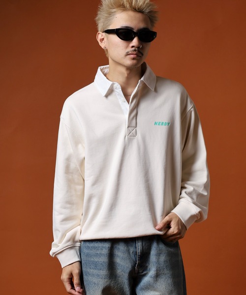 NERDY（ノルディ）の「ラグビースウェットシャツ（スウェット・メンズ・ネイビー/ホワイト/グレー・M/S/L）」の21枚目の写真