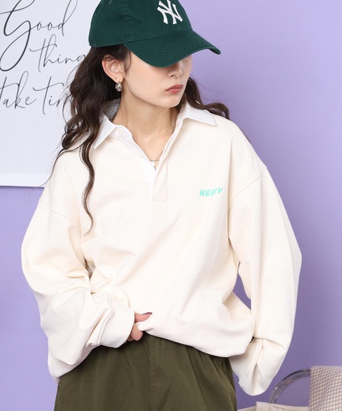 NERDY（ノルディ）の「ラグビースウェットシャツ（スウェット・メンズ・ネイビー/ホワイト/グレー・M/S/L）」の5枚目の写真