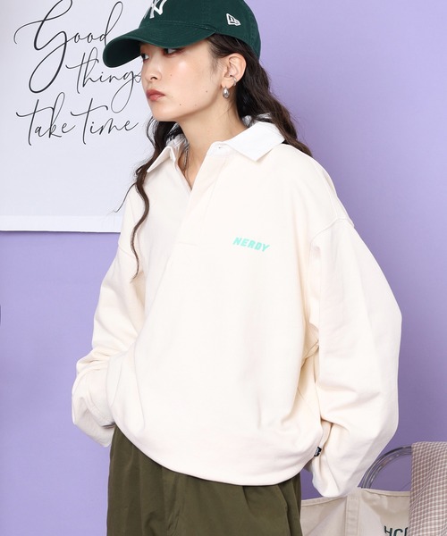 NERDY（ノルディ）の「ラグビースウェットシャツ（スウェット・メンズ・ネイビー/ホワイト/グレー・M/S/L）」の7枚目の写真