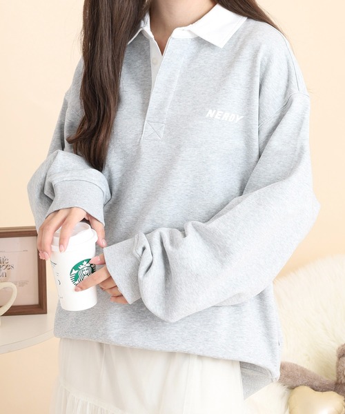 NERDY（ノルディ）の「ラグビースウェットシャツ（スウェット・メンズ・ネイビー/ホワイト/グレー・M/S/L）」の11枚目の写真