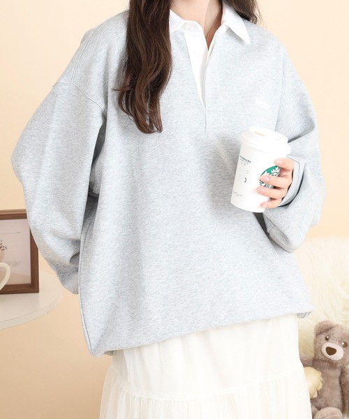 NERDY（ノルディ）の「ラグビースウェットシャツ（スウェット・メンズ・ネイビー/ホワイト/グレー・M/S/L）」の9枚目の写真