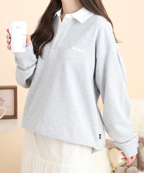 NERDY（ノルディ）の「ラグビースウェットシャツ（スウェット・メンズ・ネイビー/ホワイト/グレー・M/S/L）」の12枚目の写真