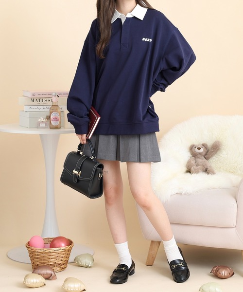 NERDY（ノルディ）の「ラグビースウェットシャツ（スウェット・メンズ・ネイビー/ホワイト/グレー・M/S/L）」の18枚目の写真