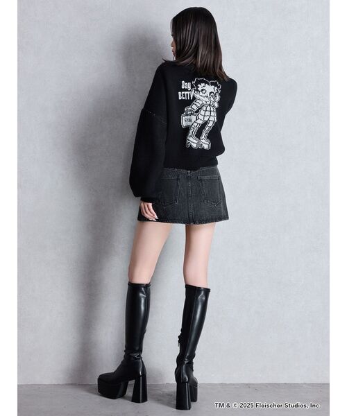 BETTY BOOP(ベティ・ブープ)の「BETTY×GYDA shortニットトップス(ニット/セーター・レディース・パープル/ブラック/オフホワイト・FREE)」の7枚目の写真