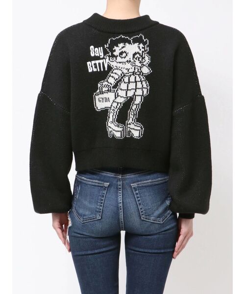 BETTY BOOP(ベティ・ブープ)の「BETTY×GYDA shortニットトップス(ニット/セーター・レディース・パープル/ブラック/オフホワイト・FREE)」の10枚目の写真