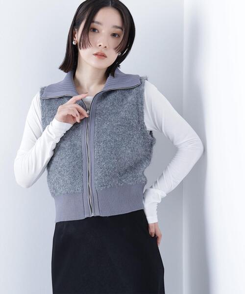 NATURAL BEAUTY BASIC(ナチュラルビューティーベーシック)の「◇ブークレジップニットベスト(ベスト・レディース・ブルー/オフホワイト/グレー・FREE)」の3枚目の写真
